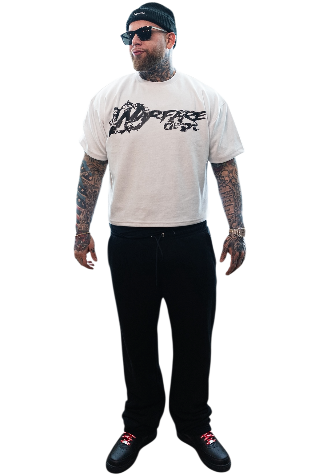 WFD Crop T - "Warfare Dept" White/Black warefareusa