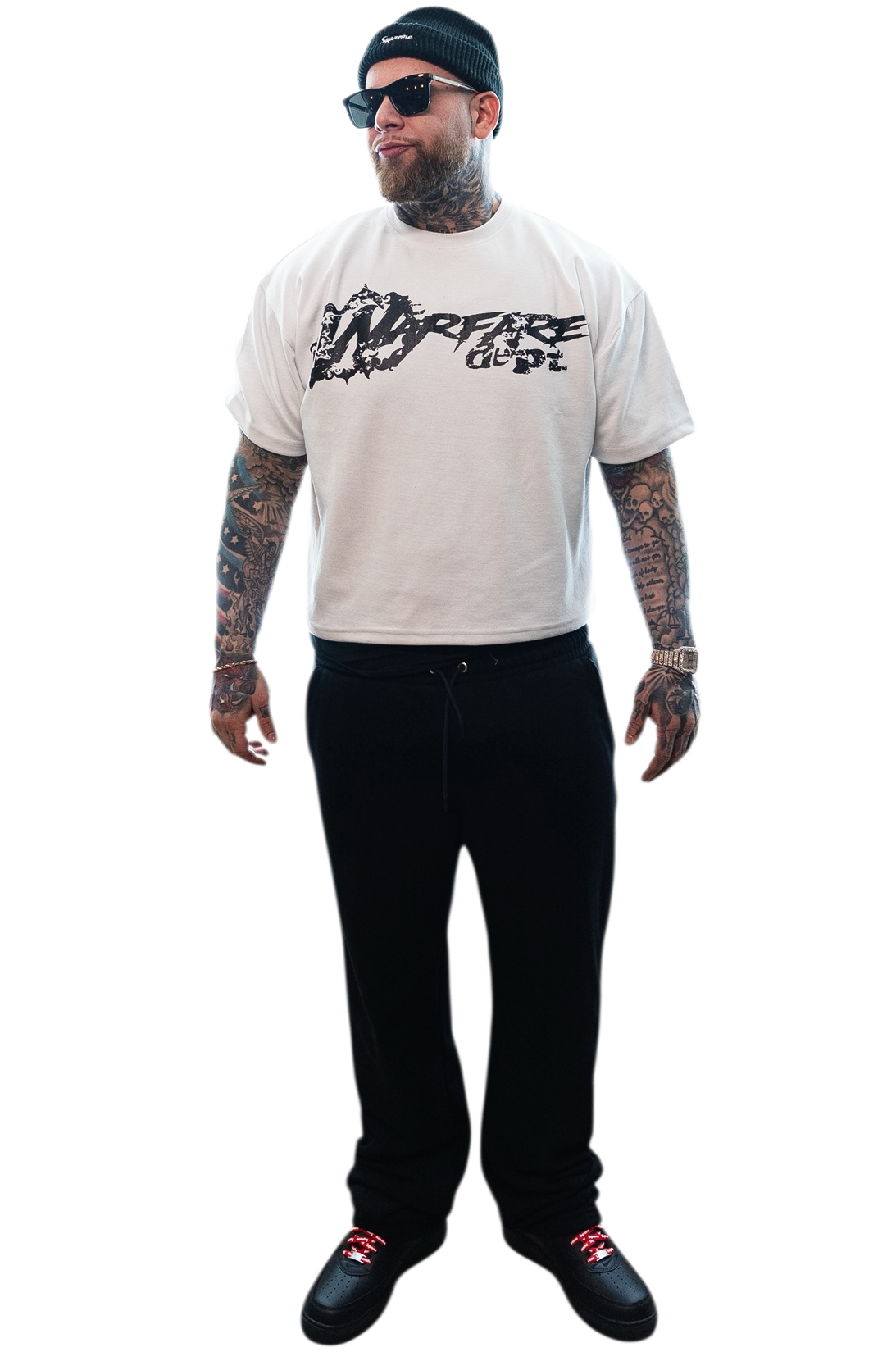 WFD Crop T - "Warfare Dept" White/Black warefareusa