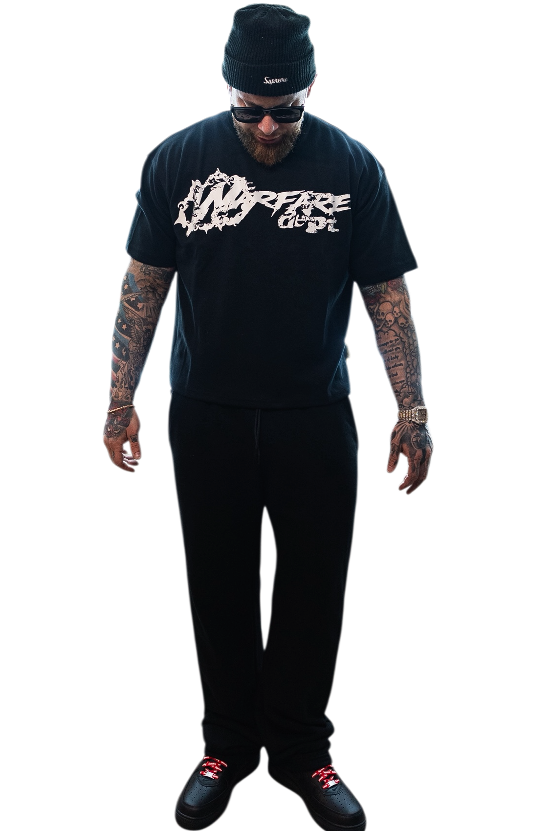 WFD Crop T - "Warfare Dept" Black/White Warfare Dept