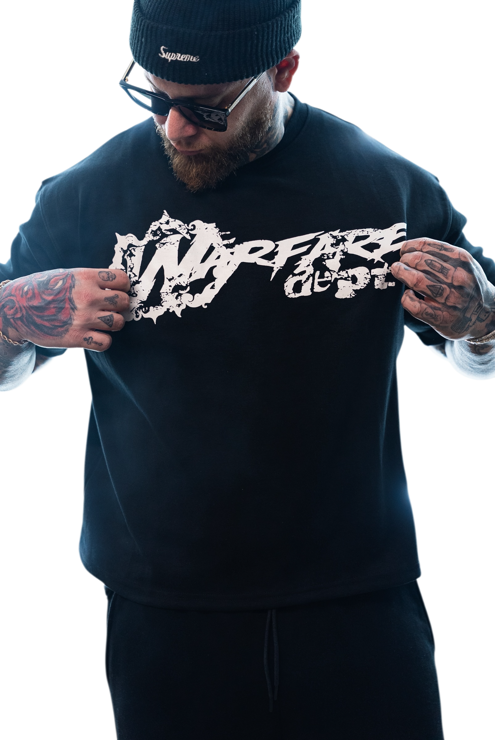 WFD Crop T - "Warfare Dept" Black/White Warfare Dept